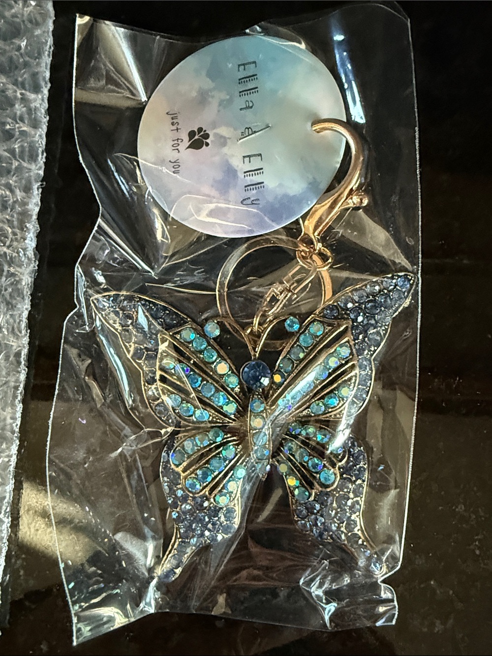 Ella and Elly blue butterfly handbag/key ring charm.